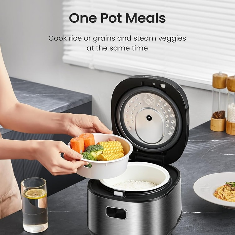 ' Compact Rice Cooker 8 Cups Cooked/4 Cups Uncooked, 9-in-1 Multi ...
