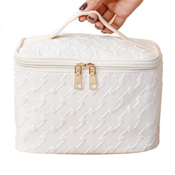 White large capacity portable makeup bag  120g 1 piece