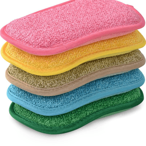 Multipurpose Kitchen Scrub Sponges, Heavy Duty Cleaning Non-Scratch Scrub Sponge, Reusable Microfiber Sponge for Household Cleaning, Random Colors (Mu