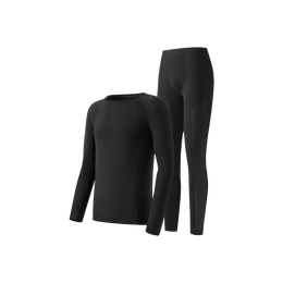 Men's Crew Neck Long-Sleeve Heattech Thermal Underwear  Layer Set for Cold Weather 0°-10°C Black Size XXL