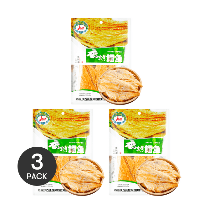 【超值組合裝】佳美洋 低脂香烤鱈魚 鱈魚片52g*3袋 【健康零食高蛋白 低脂肪】