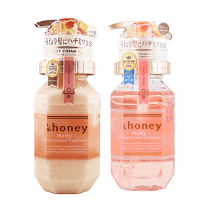 日本&HONEY安蒂花子 柔润保湿洗发水+护发素 440ml +445g COSME大赏受赏【有机蜂蜜洗护套装】