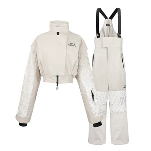 [Velvet Quilting] New Women's Ski Suit Set Double Board Slim Equipment Bib Pants Room    white-M