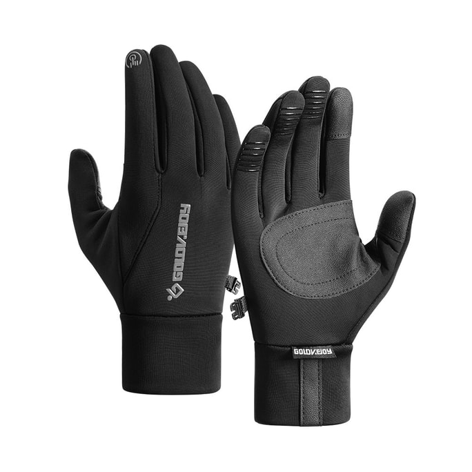 【中國直郵】 GoloveJoy 冬季加絨騎乘手套 黑色/M 男士保暖 戶外運動 防風防水 可觸控螢幕