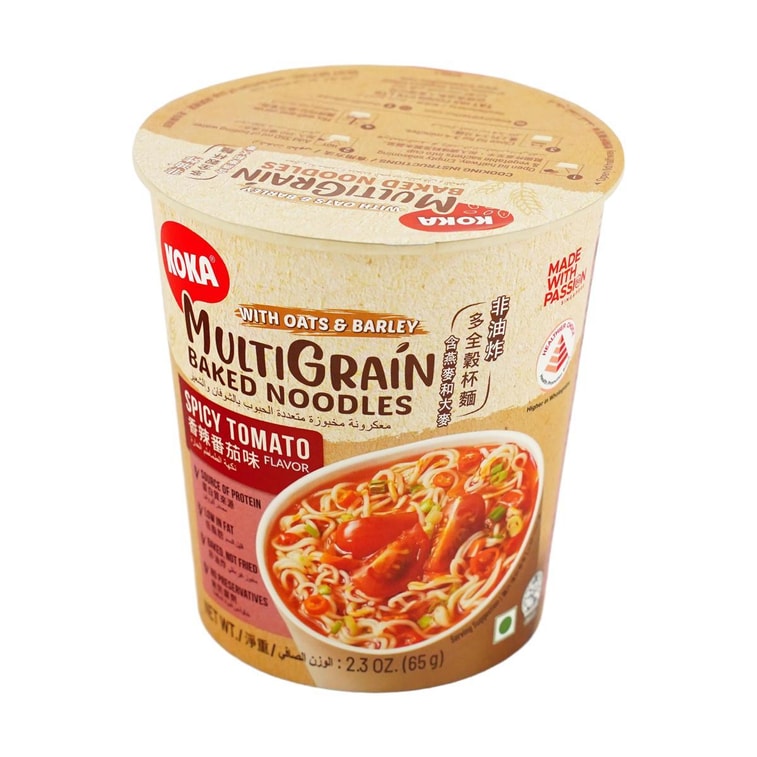 新加坡KOKA 多谷物杯面 杂粮方便面拉面 香辣番茄味 65g【非油炸低卡燕麦面条】 5