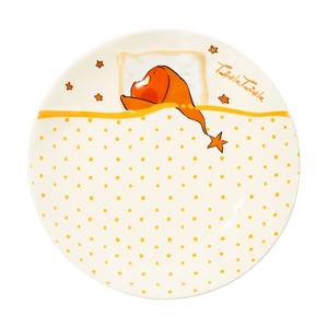 Twinkle Twinkle Sleep Plate, 8.5" Yellow Polka Dot Ceramic Tableware