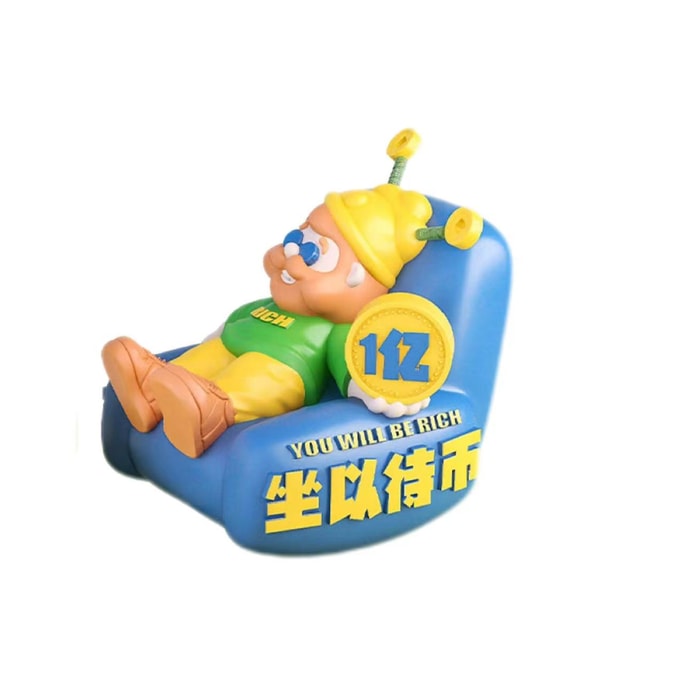 Creative God Of Wealth Decoration Relief Healing Artifact/Tabletop Decoration/Birthday Gift-Blue And Green 1Pc