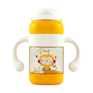 BEIENS貝恩施 兒童方形吸管杯 喝水杯雙把手杯 240ml 黃色