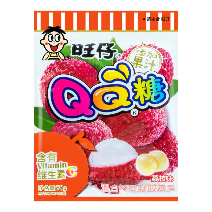 台灣旺旺 旺仔QQ糖 荔枝味 混合膠型凝膠糖果 70g