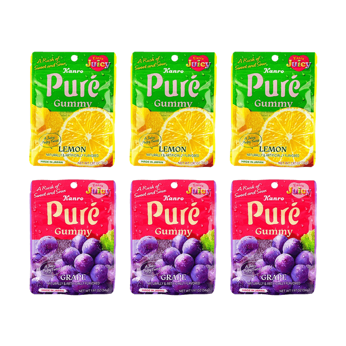カンロ ピュアグミ グレープ味 すっぱいパウダー 1.97オンス【かわいいハート型】【日本トレンド】