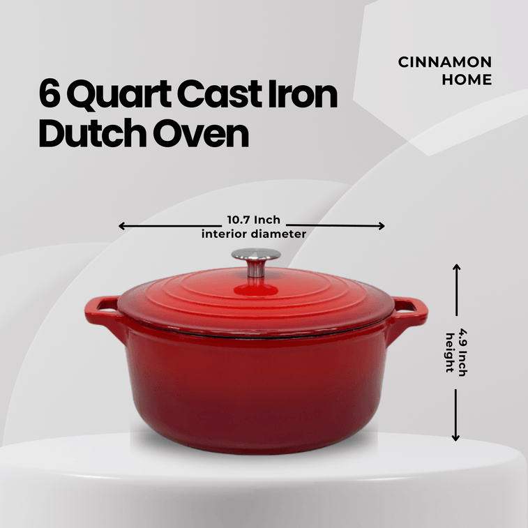 美國 西納蒙 鑄鐵琺瑯鍋27cm (6QT) 經典漸變紅 家用多功能燉盅燜燒煮燉煲鍋 天然微壓 細煮慢燉 不挑爐灶 5