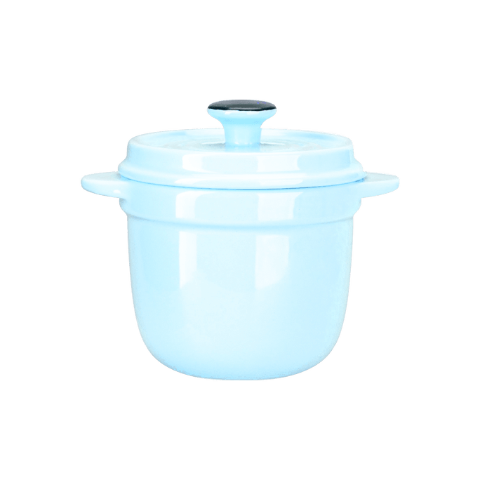 Macaron Ceramic Stew Pot with Lid Light Blue 9cm