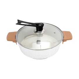 Dual Compartment Electric Hot Pot Ivory 4.2Qt 11In Even Heat Distribution