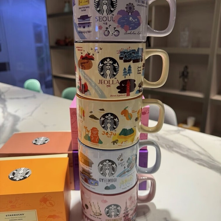 Jeju City Souvenir Mug 355ml Cream Orange Limited Ceramic Cup, Korean Island Landmark Print Coffee Mug Gift Box For Daily Office Use 3