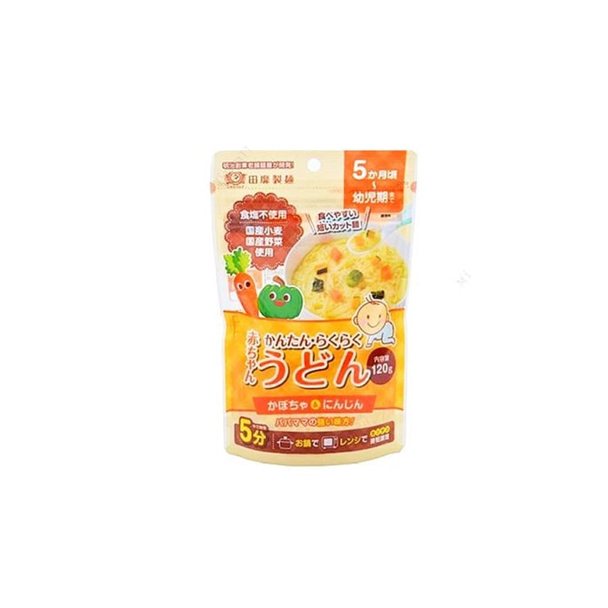 【日本直郵】TANABIKISEIMEN田靡製面 5個月+嬰幼兒輔食 無鹽 胡蘿蔔南瓜碎面 100g
