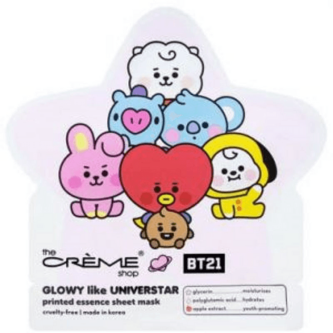 Glowy Like UNIVERSTAR Printed Essence Sheet Mask - Glycerin Polyglutamic Acid Apple Extract