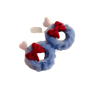 Retro red and blue color-blocked plush earrings 1 pair