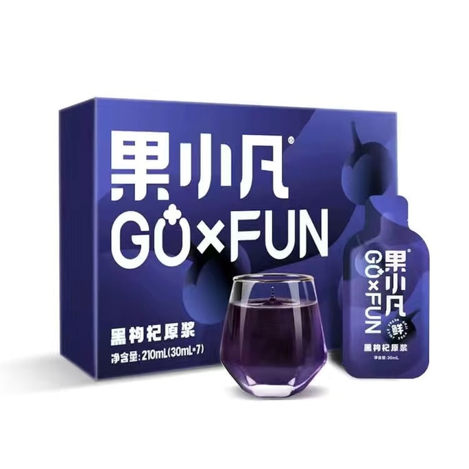 [중국 직배송] 바이루이위안 궈샤오판 블랙 구기자 퓨레와 칭하이 안토시아닌 주스 혼합 제품, 210ml*2박스