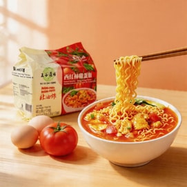 五谷道场 方便面 西红柿鸡蛋面 96g*5连包 480g【非油炸方便面】
