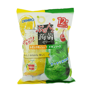 Lemon Squash and Melon Soda Konjac Jelly 12 pieces 【Limited Edition】【Refreshing Taste】