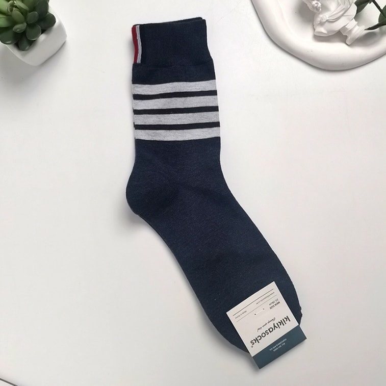 Dongdaemun Striped Cotton Socks, Breathable & Absorbent, Spring/Fall, 3 Pairs 6