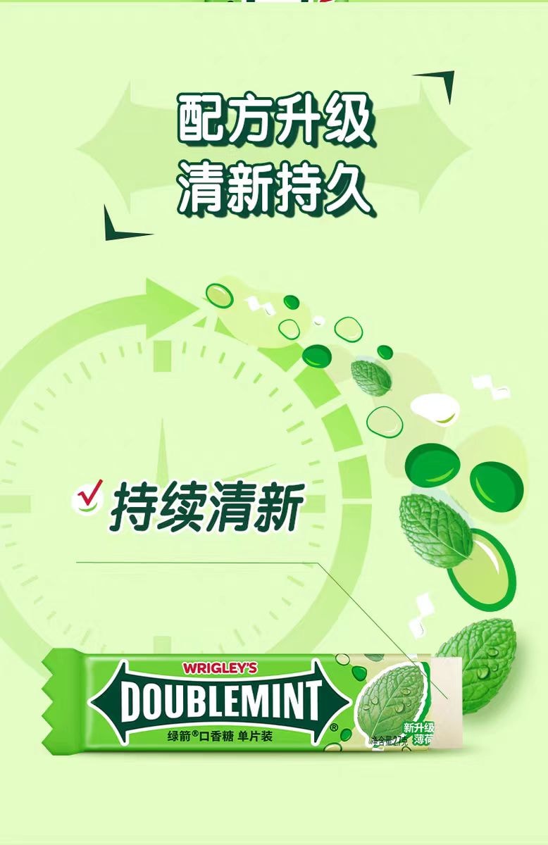 【中國直郵】 綠箭 口香糖 薄荷口味約100片*1袋