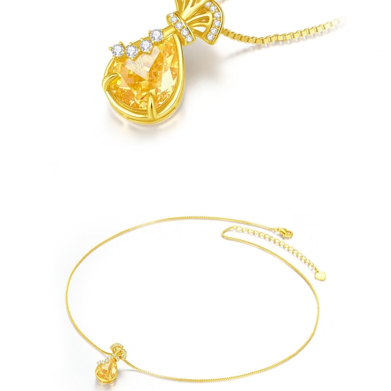 【中国直邮】 周大生 金钱袋福袋项链S925纯银女国风新中式高级感本命年新年好礼礼物锁骨链生日礼物 一个装