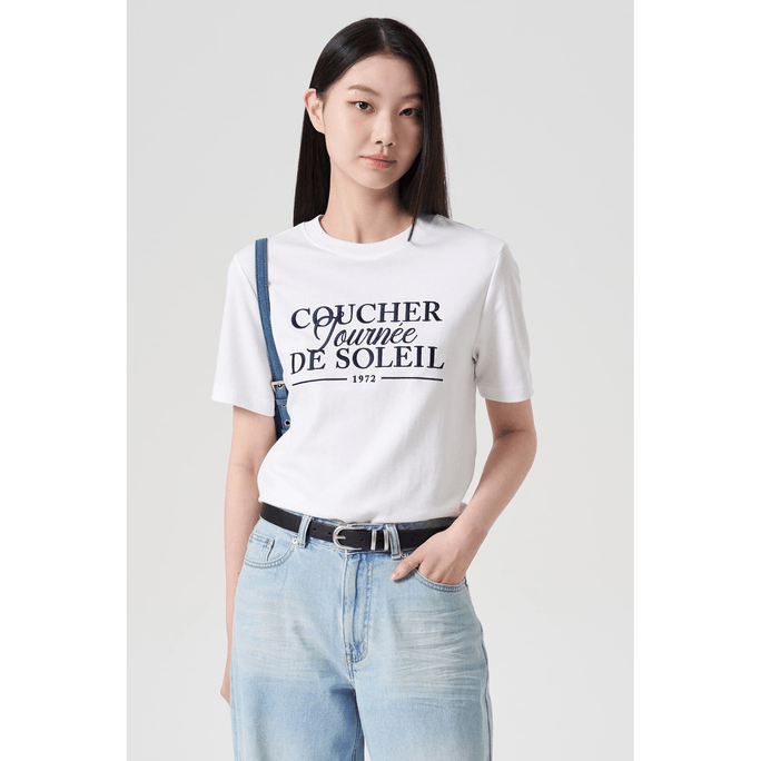 韓国 8セカンズド 二層五分袖Tシャツ ホワイト L