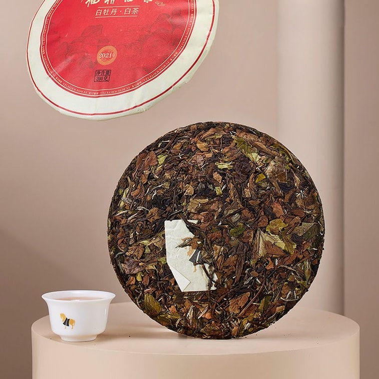 【中国直送】八馬茶業 八馬茶 白牡丹 2021 福鼎白茶 ホワイトゴールドシリーズ 圧縮白茶ケーキ 200g 4