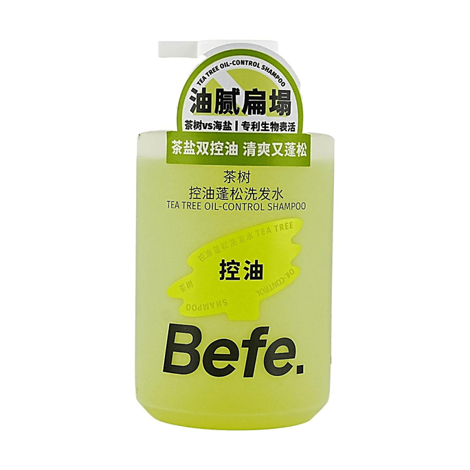 BEFE Tea Tree Oil Control Volumizing Shampoo, 15.22 fl oz, Deep Scalp Cleansing