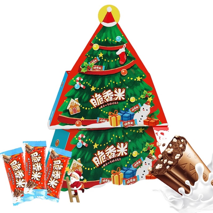 【中國直郵】 脆香米 聖誕氛圍巧克力禮盒 15 條獨立裝 夾心香甜酥脆 兒童送禮好物 144g