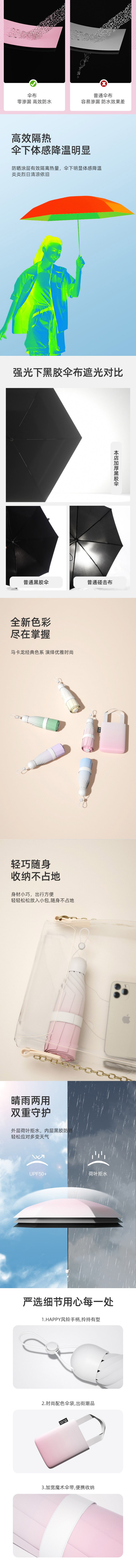 【中國直郵】 HSPM 迷你膠囊太陽傘 口袋便攜 加寬黑膠防曬防紫外線 遮陽晴雨兩用傘 漸變五折F 海鹽藍 1把裝