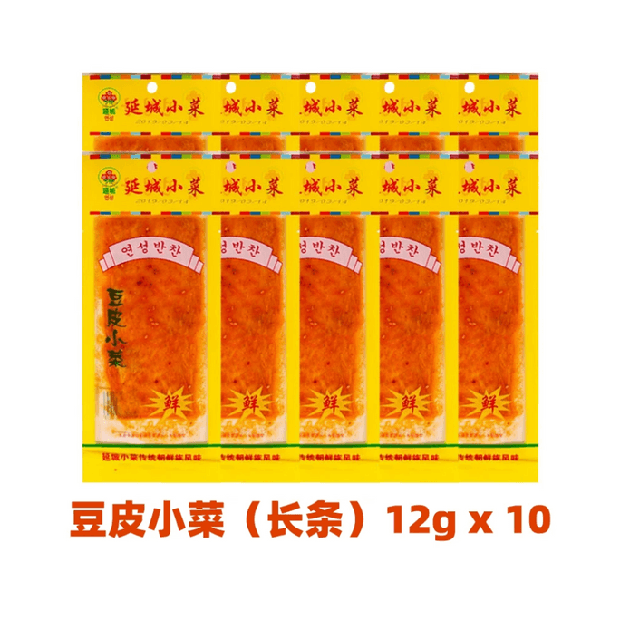 延城 小菜豆皮延邊香辣東北辣片爆款網紅辣條懷舊休閒零食小吃-長豆皮12g*10袋