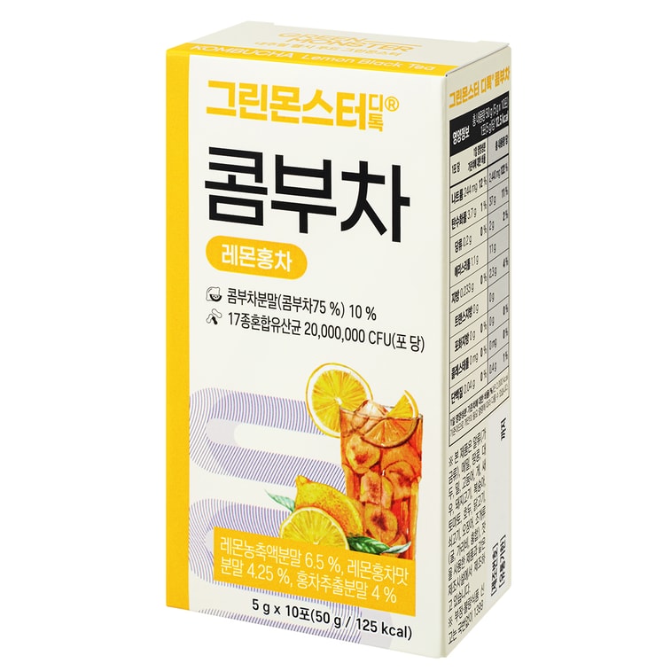韓国 [グリーンモンスター] デトックスコンブチャ レモンブラックティー - 10袋 * 0.17オンス 5