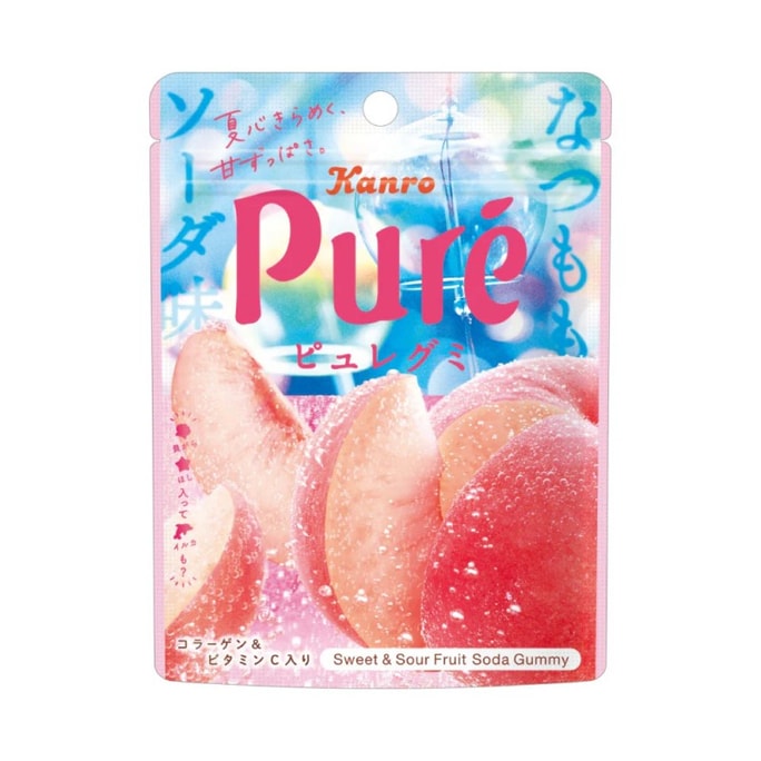 日本 KANRO 期间限定 夏季水蜜桃 甜蜜爱心汽水软糖  52g