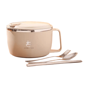 Dormitory Bowl Drainable Japanese Noodle Bowl Stainless Steel 1000ml + Utensils 