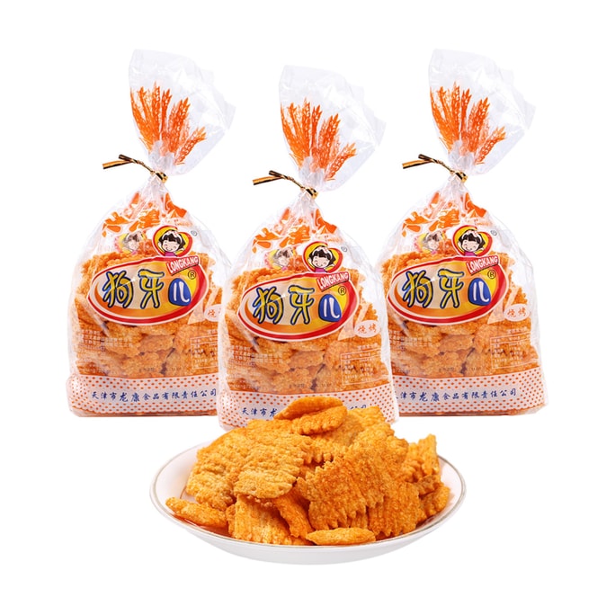 [중국 직배송] 고야르 천진 고야르 쌀과자, 바비큐 쌀과자, 굵은 곡물 쌀과자, 105g*3팩 [짭짤하고 바삭하고 향긋하고 맛있고 먹을수록 향긋해집니다] 쌀과자 피자롤, 감자칩, 퍼프 스낵, 80~90년대 세대를 위한 추억의 어린 시절 간식, 사무실 간식, 캐주얼 간식