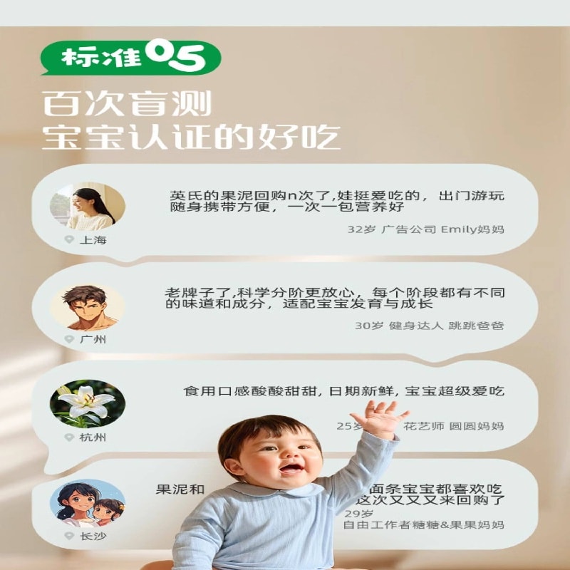 【中国直邮】 英氏 有机婴幼儿果泥 婴儿谷物泥 有机婴儿藜麦燕麦水果泥100g/袋