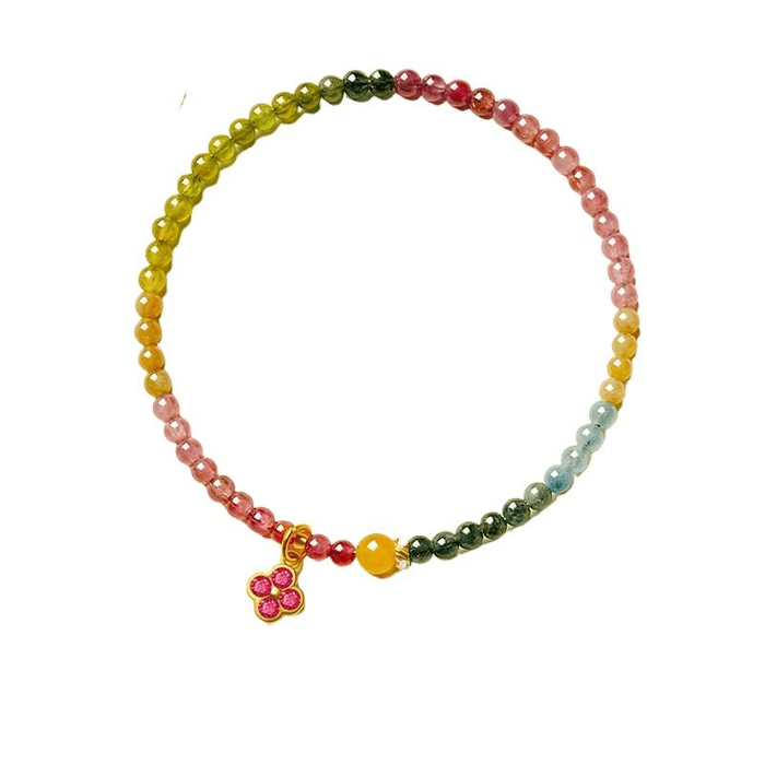 【中国直邮】 故宫文创 故院文创 碧玺手串女款天然多宝水晶手链宝石叠戴 锦时欢 14-16厘米