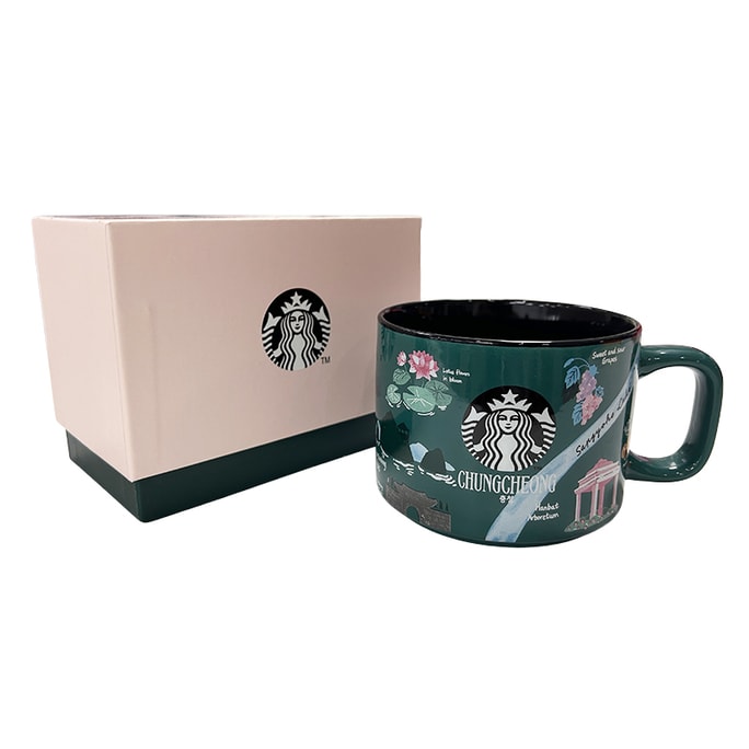 【중국 직배송】 미국 STARBUCKS 스타벅스 시티 한정 머그컵 355ml【베이지색 고급 선물 상자】먹색 머그컵 검은색 안쪽 유약 인어 로고 정품 도자기 컵 랜드마크 카툰 프린트 고품질 물컵 두꺼운 내열 도자기 가정 사무실 커피 우유 컵【한국 여행 기념 문구】학생 직장인 데스크탑 만능 선물 컵