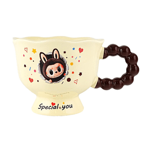 Labubu Pearl Handle Cup Brown Cute Cartoon Water Cup 15.2oz