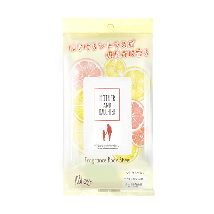【日本直邮】 日本 Mother&Daughter Mother & Daughter 香氛身体湿巾清新柑橘香 20片装