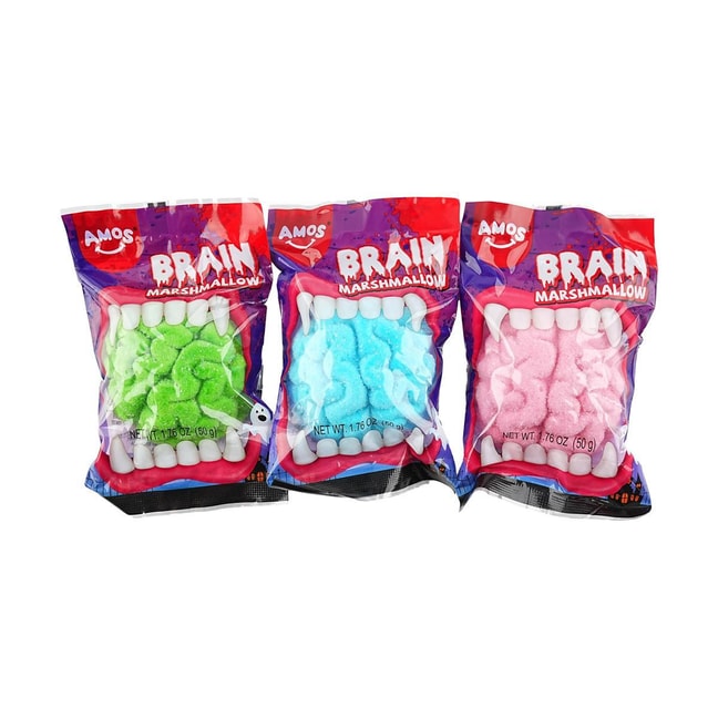 美国AMOS阿麦斯 大脑棉花糖 恐怖整蛊软糖 50g*3包装