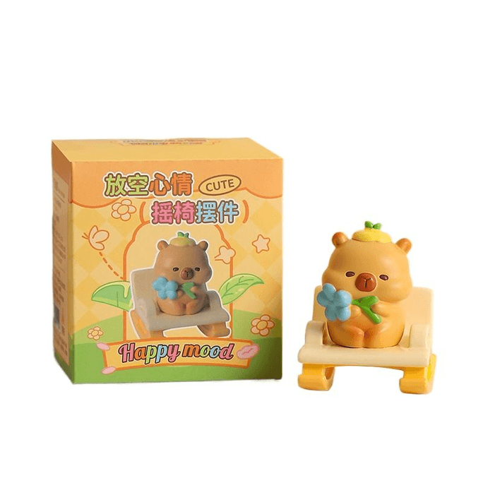 【中国直送】Heiwan かわいい癒し系小物置物 気立ての良いカピバラ ロッキングチェア 5*5*6.5cm