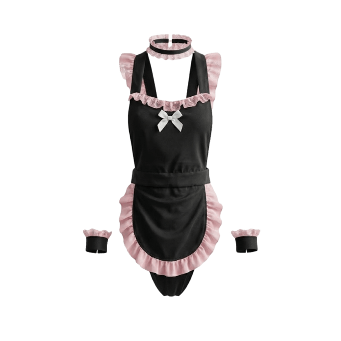 미국의 핑크레몬LA가 청소를 시작합니다. (귀여운 프릴 리본 앞치마를 두른 메이드 복장 세트)