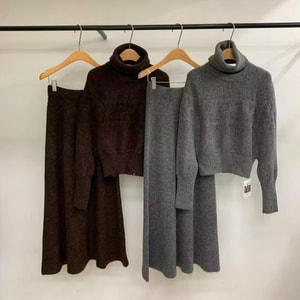 【カナダ直送】SCENARIO ウール混ニット 3点セット（フリーサイズ）全2色 ダークブラウン