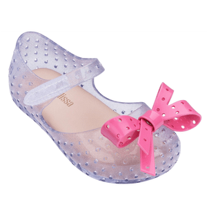 Mini Melissa Kids Girl Furadinha XI Sandals Shoes In Clear Glitter US 7