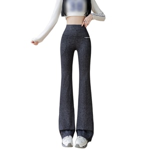 【中国直邮】 HSPM 口袋款仿牛仔长裤美式高腰收腹提臀紧身长裤 牛仔黑 M