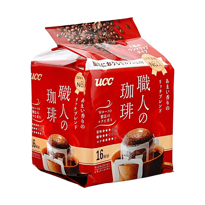 日本UCC悠诗诗 职人咖啡 挂耳咖啡 香醇甘郁风味 16包 112g