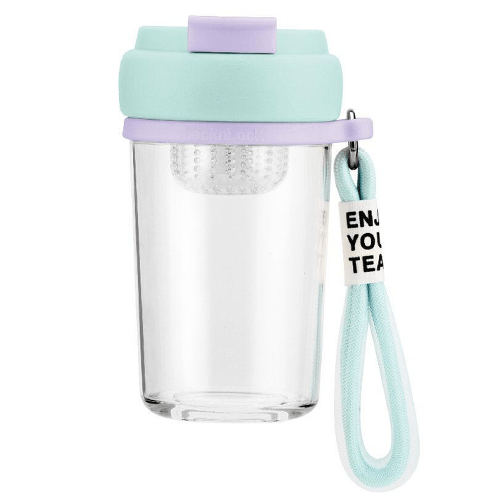 LOCK&LOCK Glass Cup, Tea Making Cup, Household Heat-resistant Tea Separation Cup, Green 550ml